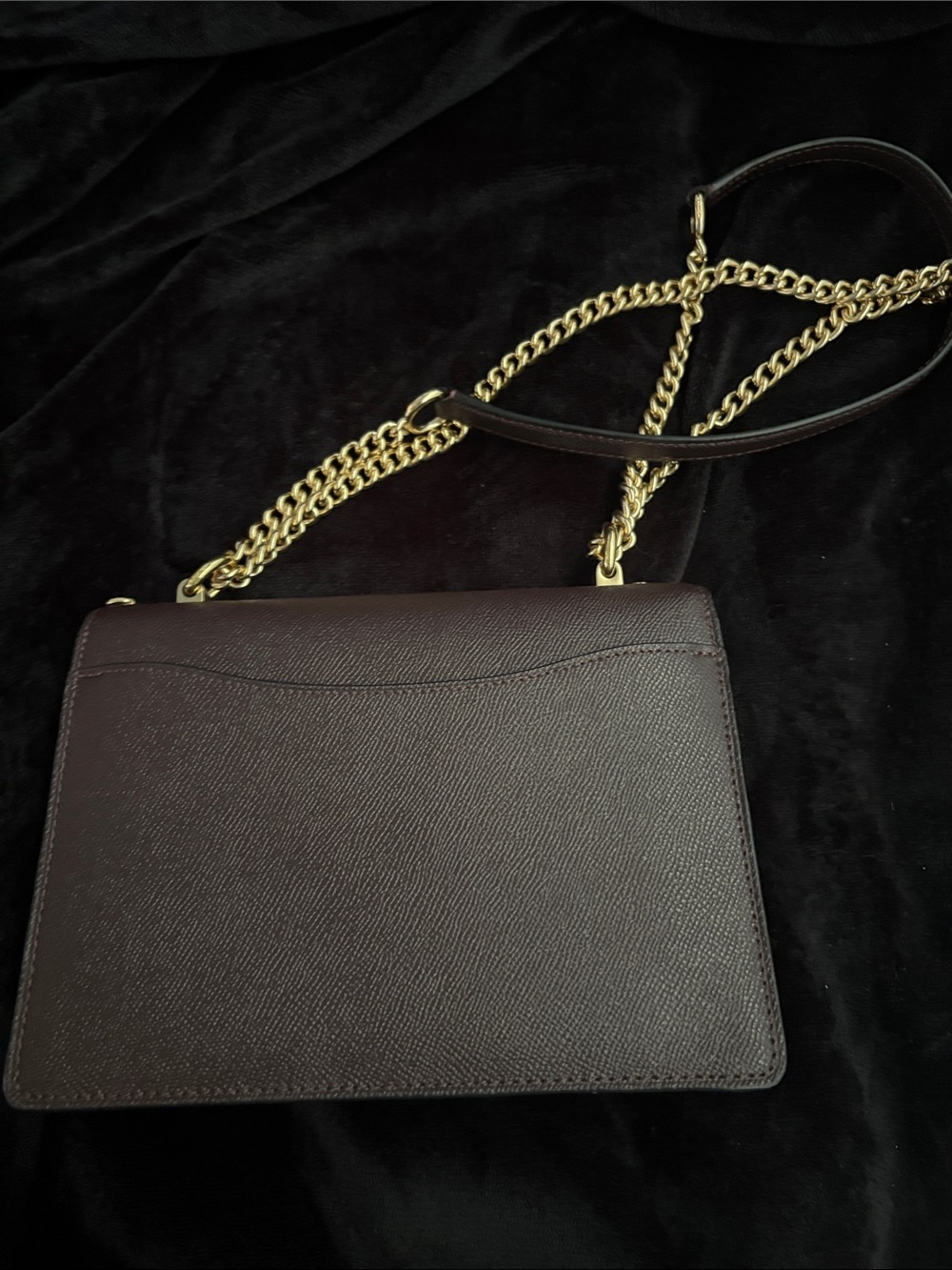 Coach Burgundy Crossbody Bag with Gold Chain Strap - Picture 3 of 4
